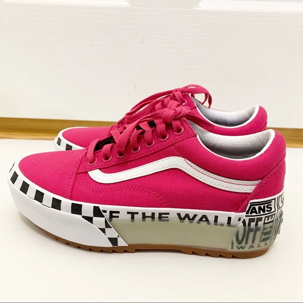 Vans Pink and White Platform Shoes - Picture 3 of 9